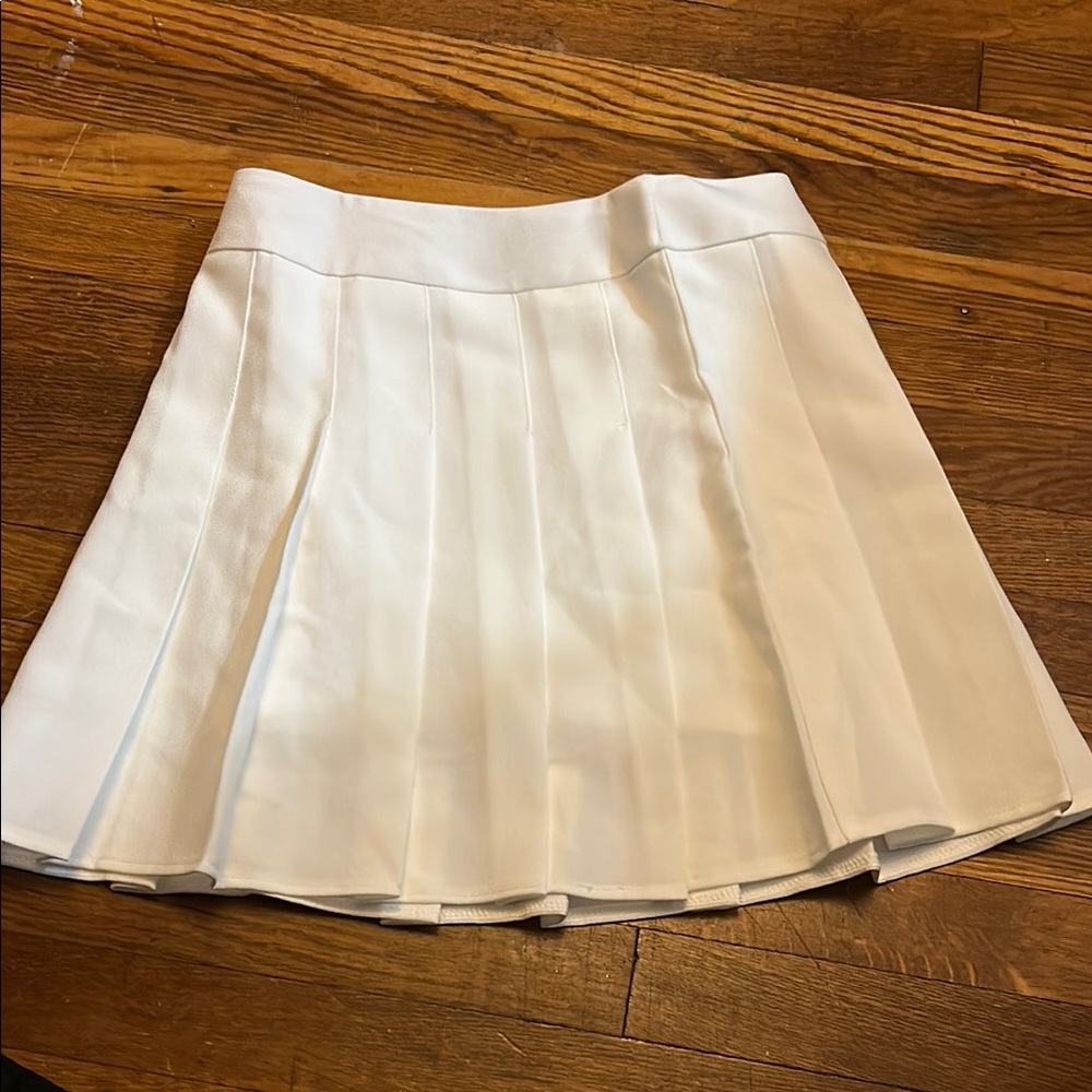 Cream Mini Skater Skirt with Pleats